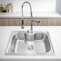 Kit Cuba de Cozinha Gourmet 60x42cm Aço Inox 304 E Torneira Monocomando Gourmet 50 cm