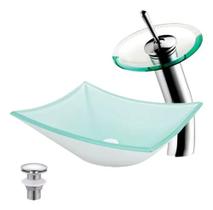 Kit Cuba De Vidro Branca Monocomando Copacabana Válvula Kit Cuba De Vidro Branca Monocomando Copacabana Válvula