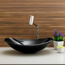 Kit Cuba de Vidro Chanfrada 47cm Torneira de Metal Cromada Válvula Click para Banheiros e Lavabos Kit Cuba de Vidro Chanfrada 47cm Torneira de Metal Cromada Válvula Click para Banheiros e Lavabos