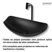 Kit cuba de vidro chanfrada com torneira link gourmet e válvula click up - linha de luxo cor fosca