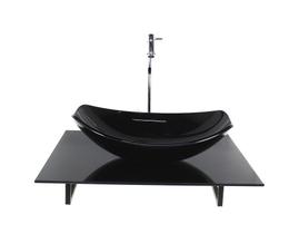 Kit cuba de vidro oval chanfrada com tampo 60cm preto full e suporte torneira valvula Kit cuba de vidro oval chanfrada com tampo 60cm preto full e suporte torneira valvula