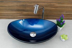 Kit cuba de vidro oval para banheiro e lavabo com torneira link cromada + válvula click - Big Casa e Decoração