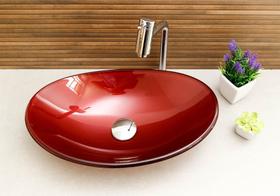 Kit cuba de vidro oval para banheiro e lavabo com torneira link cromada + válvula click - Big Casa e Decoração