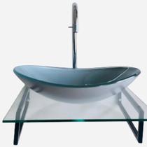 Kit Cuba de Vidro Oval + Torneira Clean Alta + Válvula Click