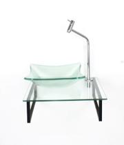 Kit cuba de vidro quadrada 10mm com tampo 40cm incolor e suporte