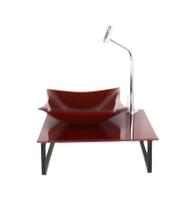 Kit cuba de vidro quadrada 10mm com tampo 40cm vermelho cereja full e suporte preto
