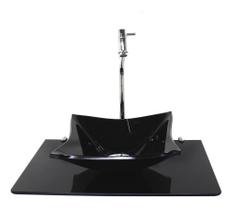 Kit Cuba De Vidro Quadrada 10Mm Com Tampo 50Cm Preto Full