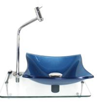 Kit Cuba De Vidro Quadrada 10Mm ul Com Tampo 40Cm Incolor Kit Cuba De Vidro Quadrada 10Mm ul Com Tampo 40Cm Incolor