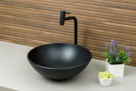 Kit Cuba de Vidro Redonda 30cm com Torneira Link metal e Válvula click inclusa - Linha Matte Luxo