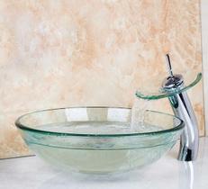 Kit Cuba De Vidro Redonda 30cm. + Torneira Cascata + Válvula Kit Cuba De Vidro Redonda 30cm. + Torneira Cascata + Válvula