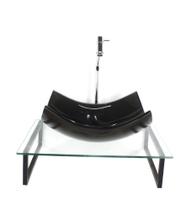 Kit cuba de vidro retangular 10mm grafite com tampo 50cm incolor e suporte preto Kit cuba de vidro retangular 10mm grafite com tampo 50cm incolor e suporte preto