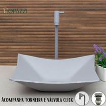 Kit Cuba de vidro Retangular 40cm com Torneira para Banheiro + Válvula Click inclusa - Linha Matte Luxo