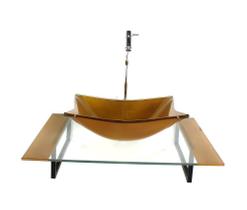 Kit cuba de vidro retangular com tampo 60cm dourado real e suporte preto