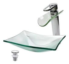 Kit Cuba De Vidro Torneira Monocomando Bali Válvula Kit Cuba De Vidro Torneira Monocomando Bali Válvula