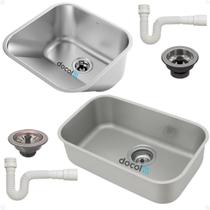 Kit Cuba Docol Inox Cozinha 56x34x18 e Tanque 40x40 Com Sifão Acetinados Fosco Kit Cuba Docol Inox Cozinha 56x34x18 e Tanque 40x40 Com Sifão Acetinados Fosco