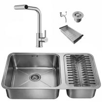Kit Cuba Dupla Gourmet 64x40 Inox 304 Com Torneira Brinovar Luxo Kit Cuba Dupla Gourmet 64x40 Inox 304 Com Torneira Brinovar Luxo