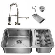 Kit Cuba Dupla Gourmet 64x40 Inox 304 Com Torneira Retrátil Brinovar Luxo Kit Cuba Dupla Gourmet 64x40 Inox 304 Com Torneira Retrátil Brinovar Luxo