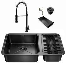Kit Cuba Dupla Gourmet 64x40 Inox 304 Com Torneira Retrátil Brinovar Luxo Kit Cuba Dupla Gourmet 64x40 Inox 304 Com Torneira Retrátil Brinovar Luxo