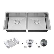 Kit Cuba Dupla Gourmet com Acessórios Solo 45x45x40 e Válvulas e Escorredor e Tampas Decorativas Arell