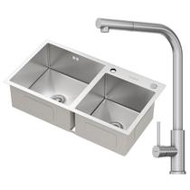 Kit Cuba Dupla Gourmet Nápoles Aço Inox 304 e Torneira Gourmet Toronto Aço Inox GoldenX Kit Cuba Dupla Gourmet Nápoles Aço Inox 304 e Torneira Gourmet Toronto Aço Inox GoldenX