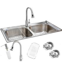 Kit Cuba Dupla Inox 304 Torneira Monocomando Escovada