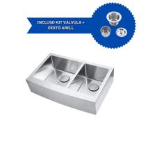 Kit Cuba Dupla SA205 + Válvula com Cesto Aço Inox