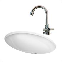 Kit cuba embutir oval 39 x 30 cm com torneira cromada Kit cuba embutir oval 39 x 30 cm com torneira cromada