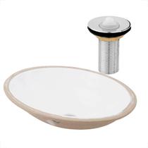 Kit cuba embutir oval 39 x 30 cm com valvula cromada