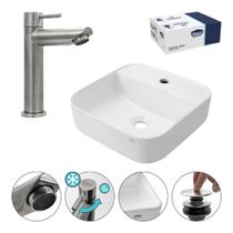 Kit Cuba Fit Louça C/ Torneira Slim Escovada E Válvula Click