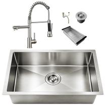 Kit Cuba Gourmet 60x40 Inox 304 Prata Escovada Torneira Gourmet 2 Saídas Cozinha