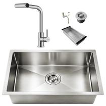 Kit Cuba Gourmet 60x40 Inox 304 Prata Escovada Torneira Monocomando Extensível Cozinha Kit Cuba Gourmet 60x40 Inox 304 Prata Escovada Torneira Monocomando Extensível Cozinha