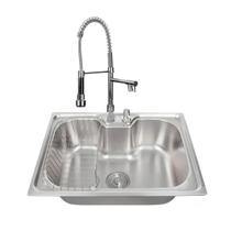 Kit cuba gourmet 60x42cm aco inox 304 com acessorios e torneira