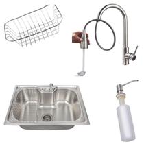 Kit Cuba Gourmet 60x42cm Torneira Monocomando Extensível Pia