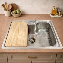 Kit Cuba Gourmet Cozinha 60x42cm Aço Inox 304 Com Tábua De Corte