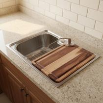 Kit Cuba Gourmet Cozinha Aço Inox 50x40cm E Tábua De Corte