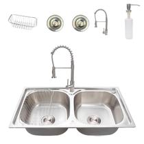 Kit cuba gourmet dupla com Torneira monocomando e lixeira