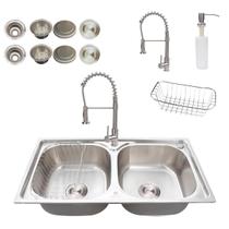 Kit cuba gourmet dupla com Torneira monocomando e lixeira