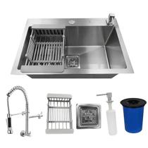 Kit Cuba Gourmet Inox Torneira Parede E Lixeira Embutir 5L Kit Cuba Gourmet Inox Torneira Parede E Lixeira Embutir 5L