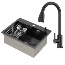 Kit Cuba Gourmet Mônaco Preto Aço Inox 304 e Torneira Gourmet Roma Aço Inox Preto GoldenX Kit Cuba Gourmet Mônaco Preto Aço Inox 304 e Torneira Gourmet Roma Aço Inox Preto GoldenX