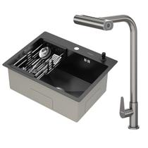 Kit Cuba Gourmet Mônaco Preto Aço Inox 304 e Torneira Gourmet Tóquio Grafite GoldenX