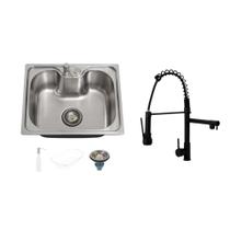 Kit Cuba Gourmet Nawa e Torneira Misturador Monocomando Munim Pingoo.casa - Prata e Preto Kit Cuba Gourmet Nawa e Torneira Misturador Monocomando Munim Pingoo.casa - Prata e Preto