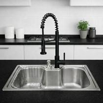 Kit Cuba Gourmet para Cozinha Aço Inox 304 Com Torneira Gourmet Spray Preta e Acessórios