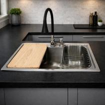 Kit Cuba Gourmet para Cozinha Aço Inox 304 Torneira Acessórios Tabua