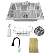 Kit Cuba Gourmet para Cozinha Aço Inox 304 Torneira Acessórios Tabua