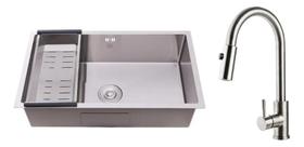 Kit Cuba Gourmet Terena 74cm e Torneira Misturador Monocomando Muru Pingoo.casa - Prata Kit Cuba Gourmet Terena 74cm e Torneira Misturador Monocomando Muru Pingoo.casa - Prata