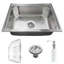 Kit Cuba Inox 304 Cozinha Gourmet Luxo 57x43cm C/ Válvula Kit Cuba Inox 304 Cozinha Gourmet Luxo 57x43cm C/ Válvula