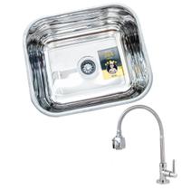 Kit Cuba Inox N3 40x34x19cm Com Torneira Gourmet Junior Luxo Kit Cuba Inox N3 40x34x19cm Com Torneira Gourmet Junior Luxo