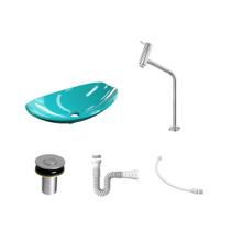 Kit Cuba L45 C/Torneira Link 1062 Metal + Válvula Click 1''B (2,6cm) + Sifão Pvc + Flexível