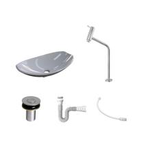 Kit Cuba L45 C/Torneira Link 1062 Metal + Válvula Click 1''B (2,6cm) + Sifão Pvc + Flexível