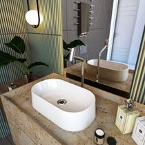 Kit Cuba Ov42 Laila com Torneira Link 1062 e Válvula Metal com Sifão e Flexível Branca Kit Cuba Ov42 Laila com Torneira Link 1062 e Válvula Metal com Sifão e Flexível Branca